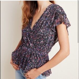 Anthropologie Dionne Meta metallic blouse